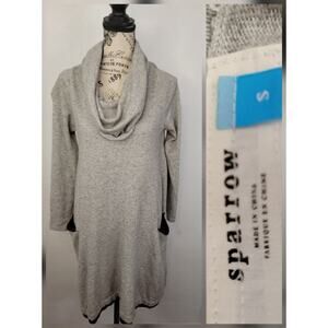 Anthropologie Sparrow Cowl Neck Swing Sweater Dress Sz Small Grey Wool Cashmere